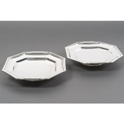 LAPPARRA – Paire de coupes sur pied argent massif XXe ART DECO